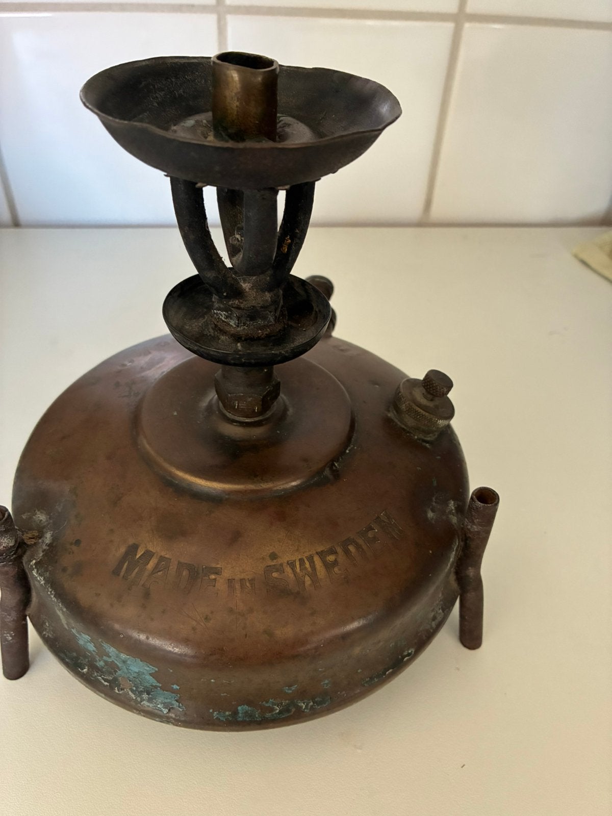 Antieke koperen gasbrander., Antiek en Kunst, Ophalen, Koper