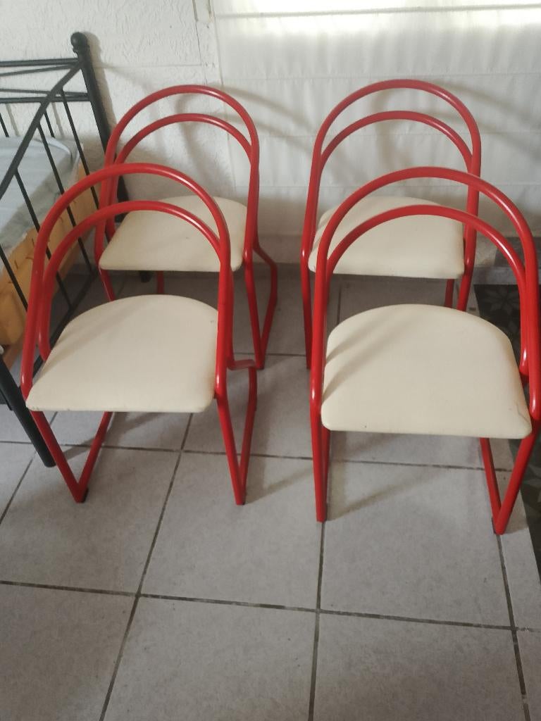 Chaise, Rouge, Enlèvement, Utilisé, Métal