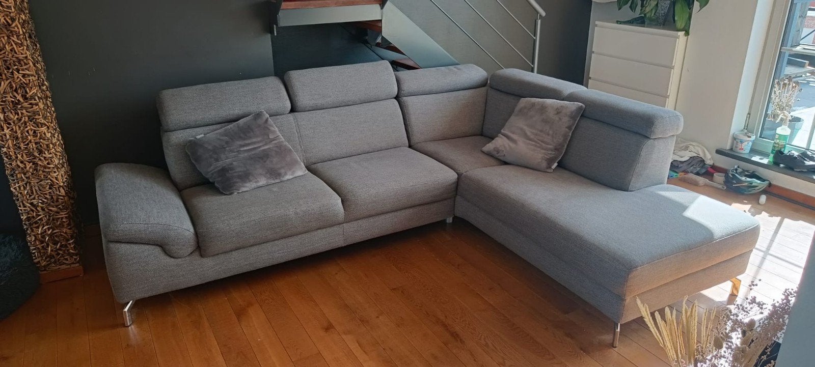 Grijze stoffen zetel, Huis en Inrichting, Ophalen, Gebruikt, Stof
