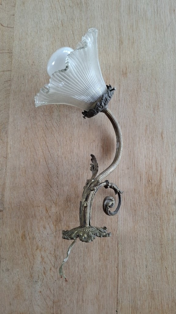 klassieke Franse wandlamp messing/brons, Ophalen, Zo goed als nieuw, Wandlamp, Indirect licht