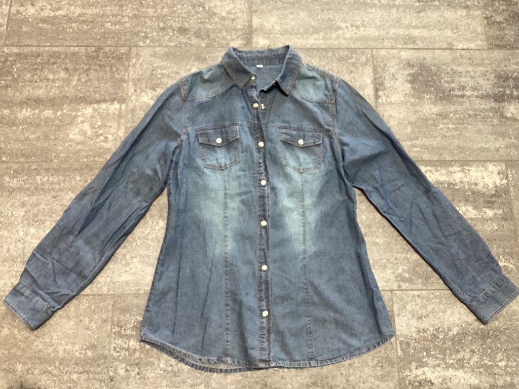 Blouse/ hemd jeans 38/40, Ophalen of Verzenden, Zo goed als nieuw, Maat 38/40 (M), Blauw
