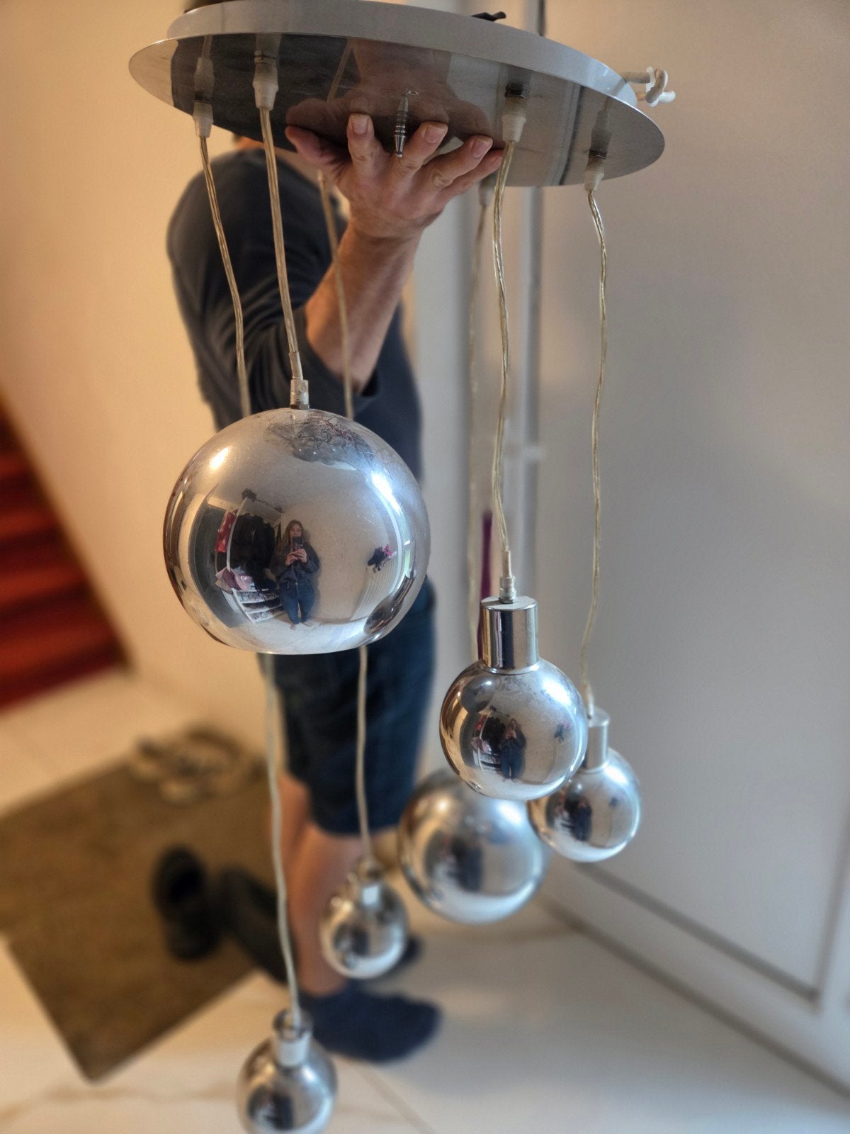 Hanglamp Maisons du Monde met 6 chromen bollen, Huis en Inrichting, Ophalen of Verzenden, Gebruikt