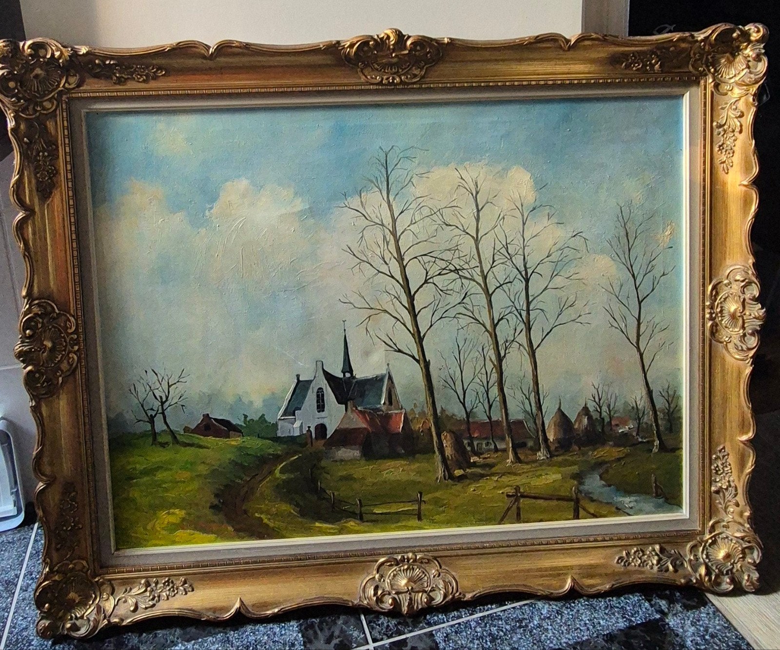 Schilderij met landschap, Antiek en Kunst, Ophalen, Vintage, Landschap
