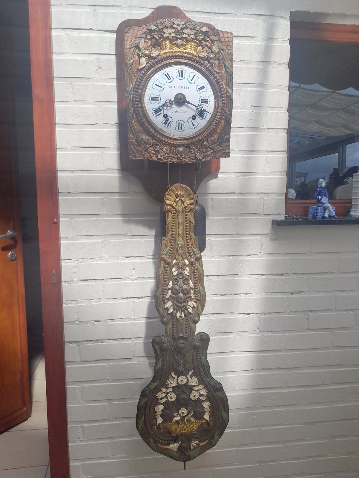 Comptoise klok, Ophalen, Analoog, Met slagwerk, Wandklok