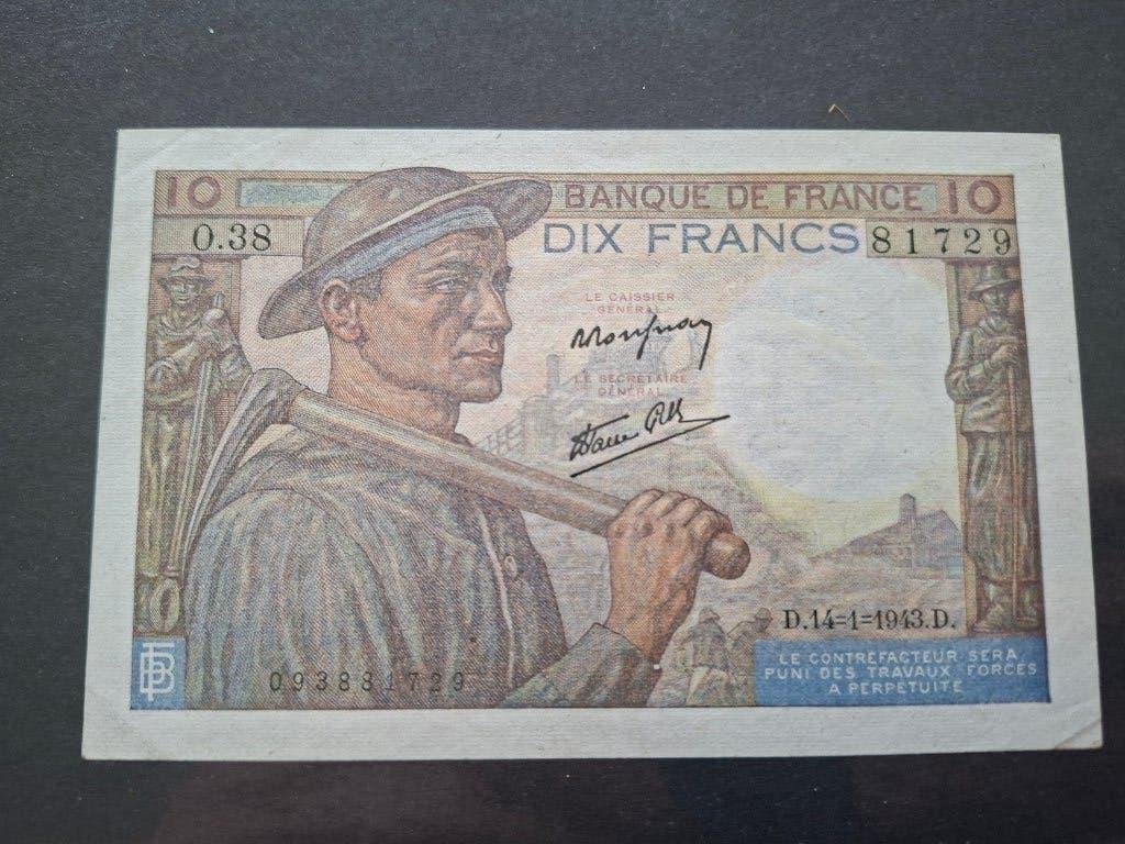 Bankbiljetten Frankrijk 1939/1941/1943, Postzegels en Munten, Ophalen of Verzenden, Frankrijk