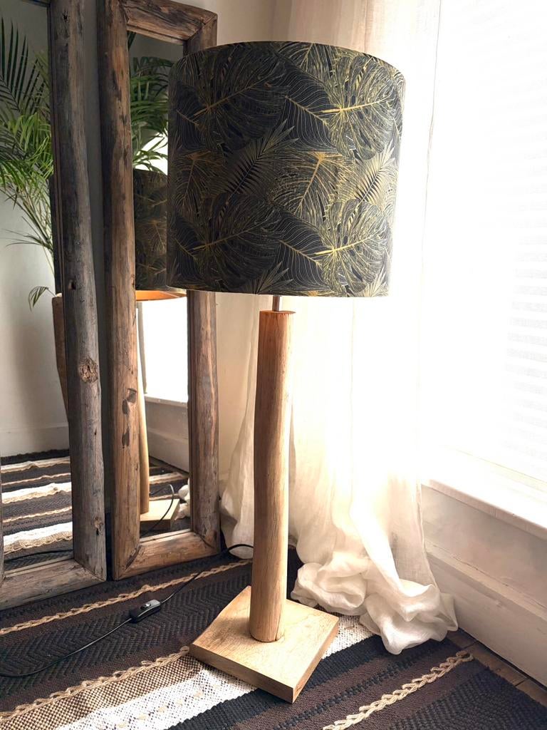 Lamp + kap H 95 cm diameter kap 36cm, Ophalen, Zo goed als nieuw, Hout