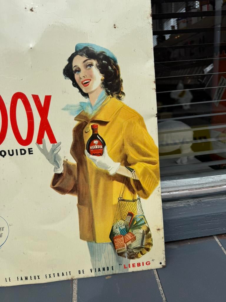 VIANDOX oud reclamebord, Verzamelen, Ophalen of Verzenden, Gebruikt, Reclamebord