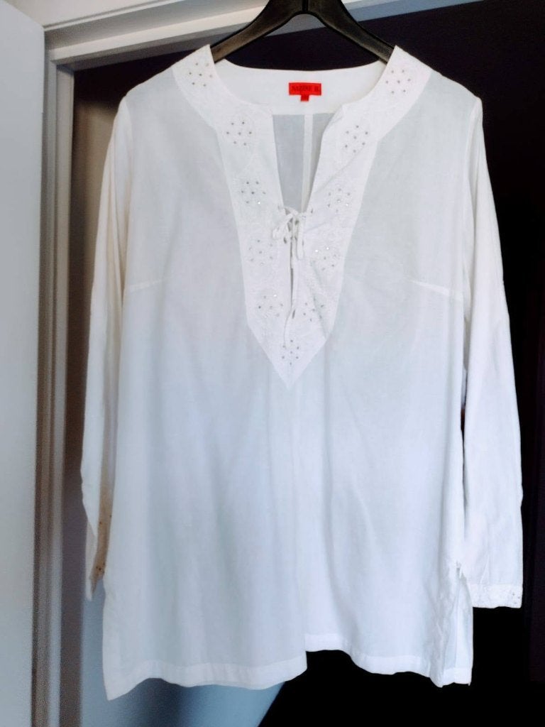Blouse tunique blanche Nadine H., 38/40 - boho, Neuf, Taille 38/40 (M), Nadine H., Blanc