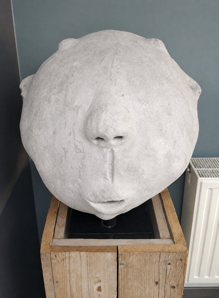 Keramisch hoofd - 60cm, Gris, Fait main, Statue, Pierre ou céramique