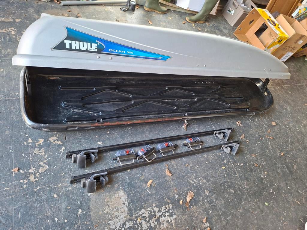Thule Ocean 500 dakkoffer + dakrails, Auto diversen, Dakkoffers, Ophalen