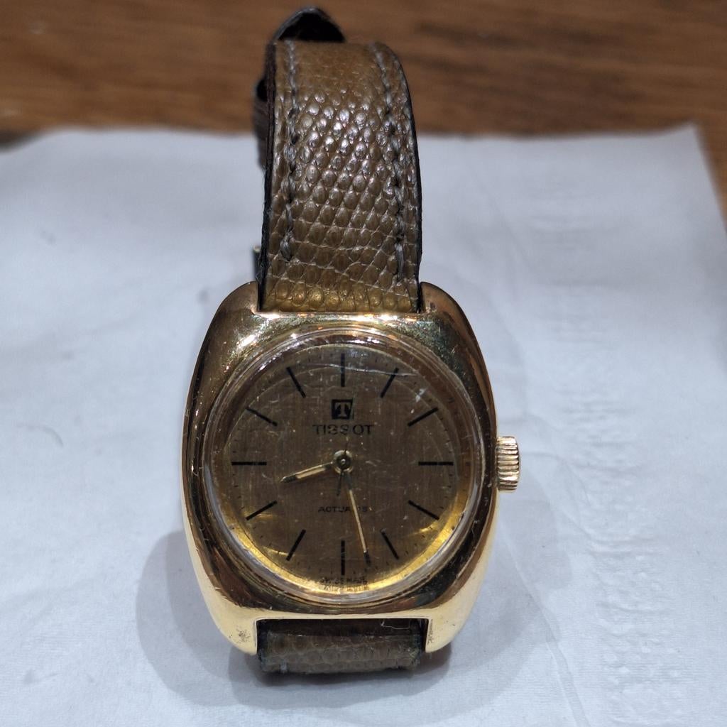 Verguld Tissot actualis  dameshorloge, Handtassen en Accessoires, Horloges | Antiek, Tissot, Verguld, Ophalen of Verzenden