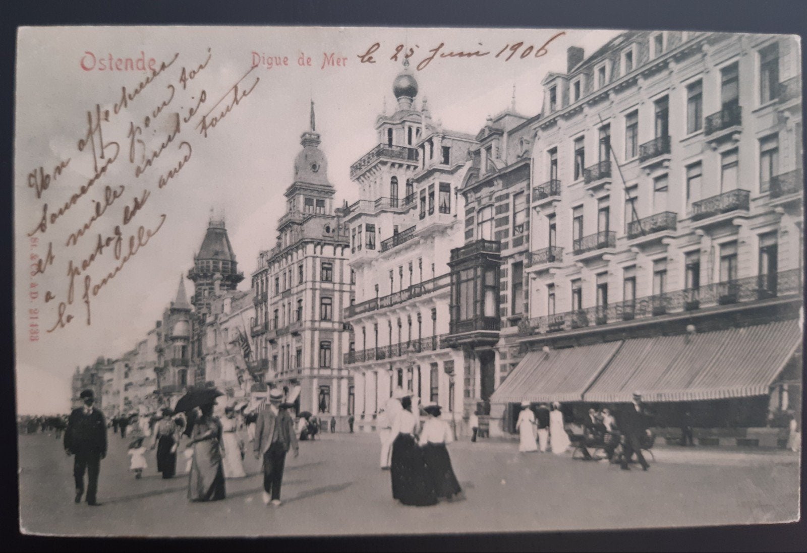 OOSTENDE OSTENDE le jour ZEEDIJK 1906, Enlèvement ou Envoi
