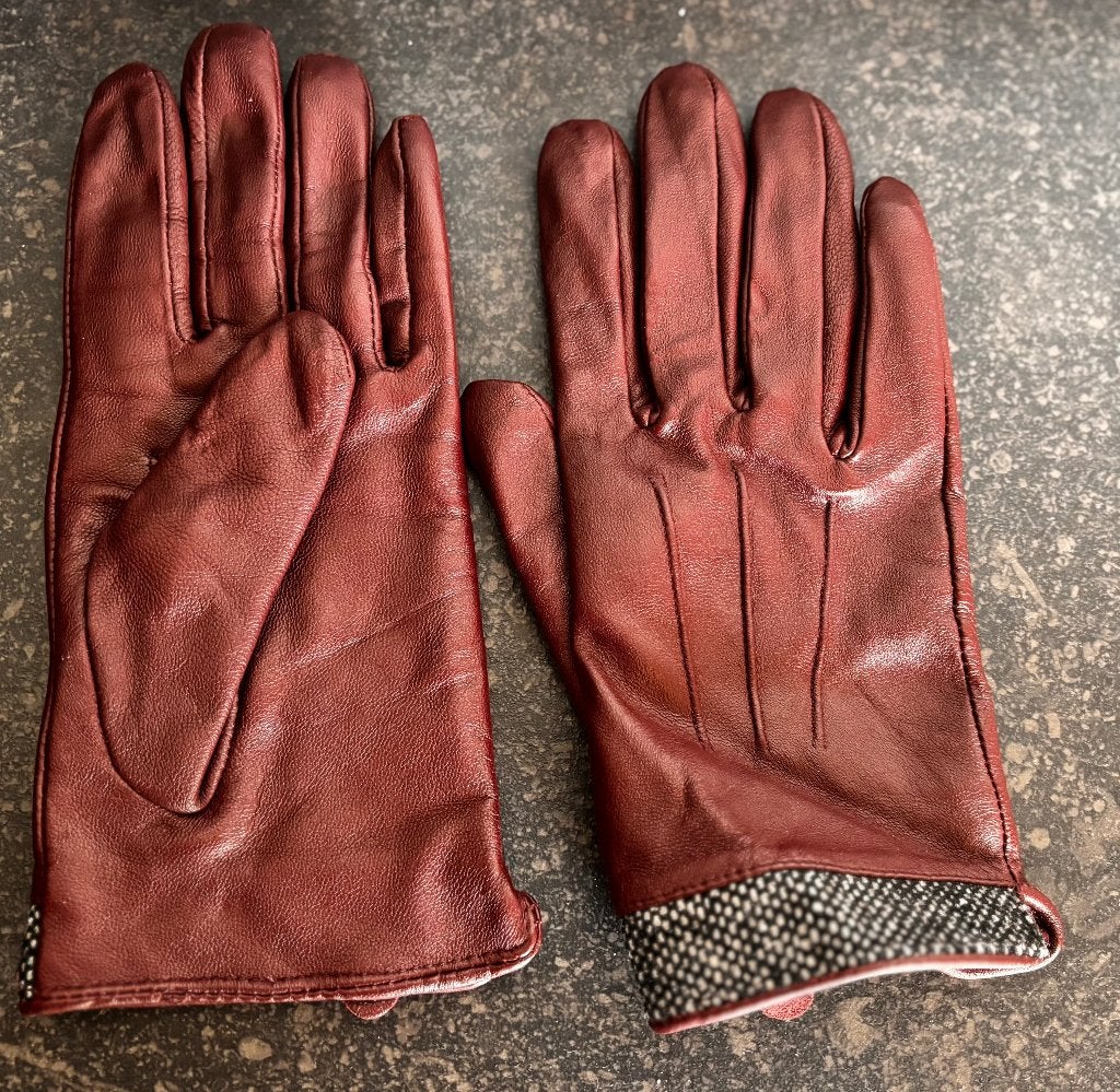 lederen handschoenen bordeaux, Kleding | Dames, Ophalen, Gedragen, Maat 36 (S), Handschoenen