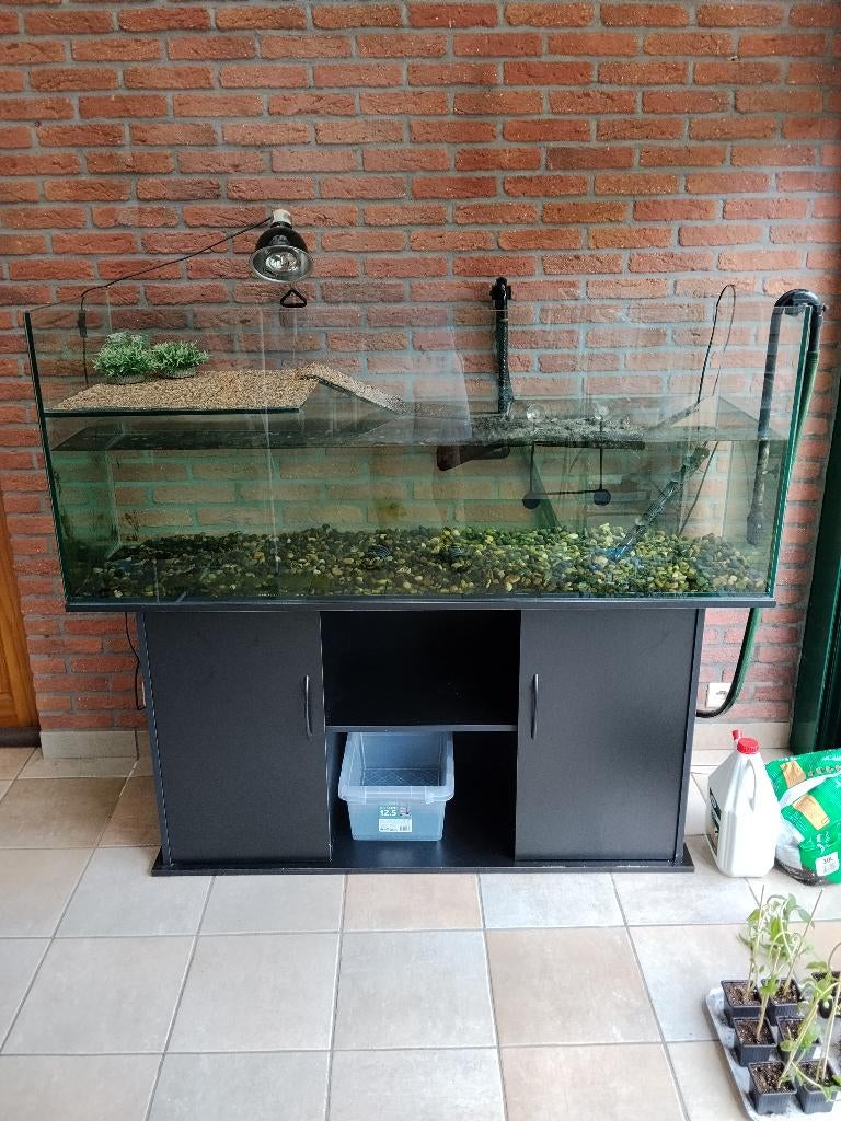Aquarium met kast, Dieren en Toebehoren, Vissen | Aquaria en Toebehoren, Ophalen, Gebruikt, Verwarming, Overige merken