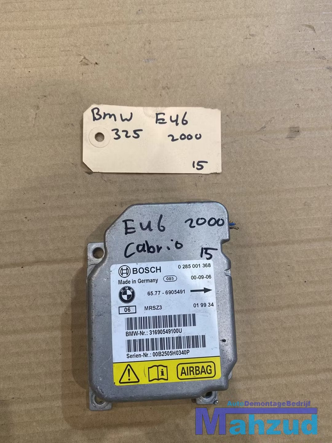 BMW 3 SERIE E46 Airbag module 65776905491, Petuelring 130
80788  Munich, DE, Info@bmw.de, Utilisé, BMW