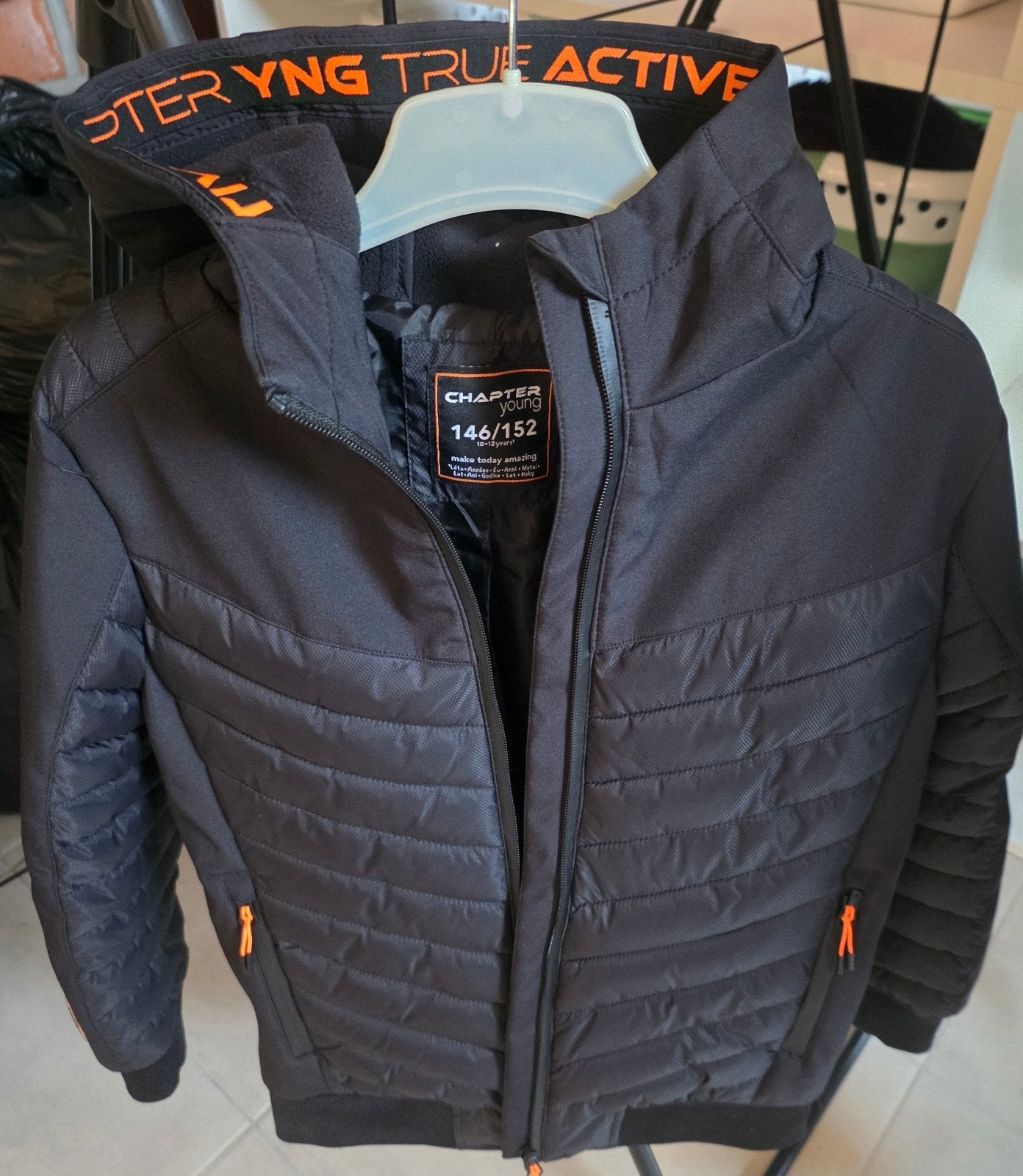 Stoere zwarte Chapter Young (Takko) jas maat 152, Ophalen, Zo goed als nieuw, Zwart