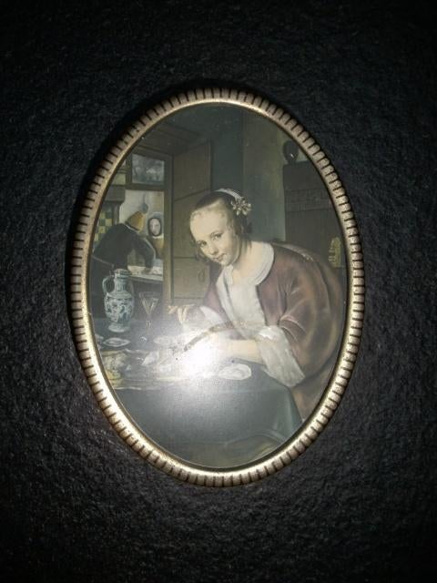 Oude ovale koekjesdoos van De Beukelaer.- Vintage., Ophalen, Gebruikt