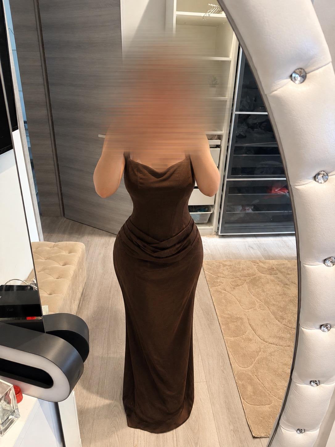 Robe longue marron soiree, Ophalen of Verzenden, Zo goed als nieuw