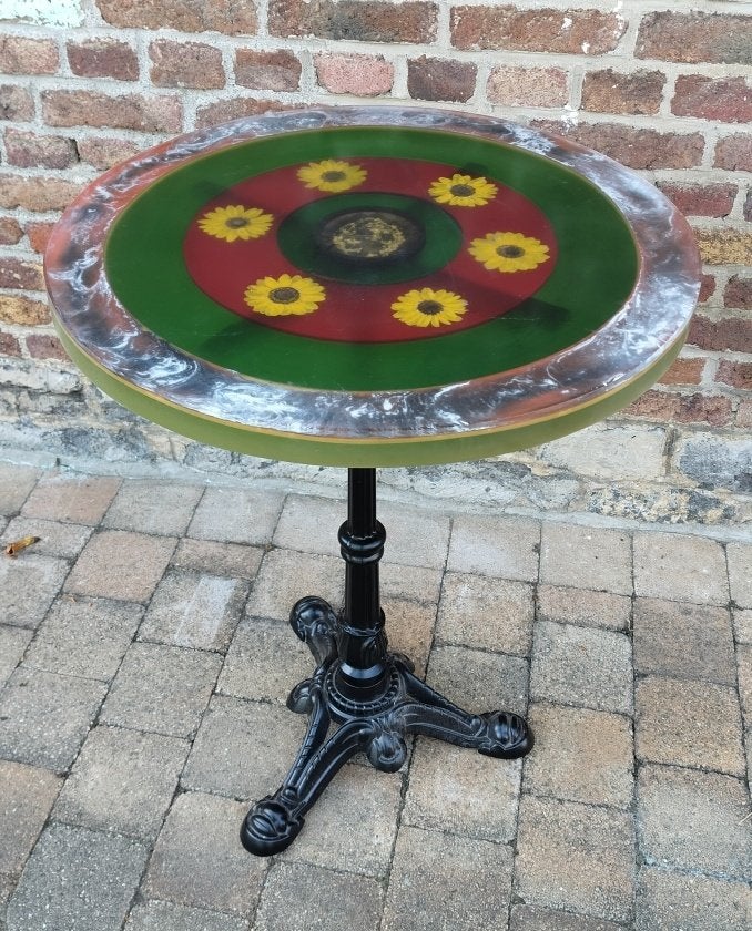 Ronde tafel in epoxy met bloemen, Ophalen, Overige materialen, Rond, Nieuw