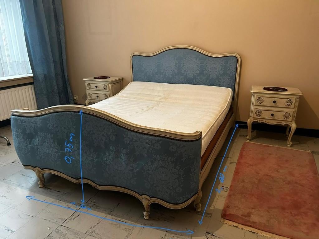 Vintage bed blauw, Antiek en Kunst, Ophalen