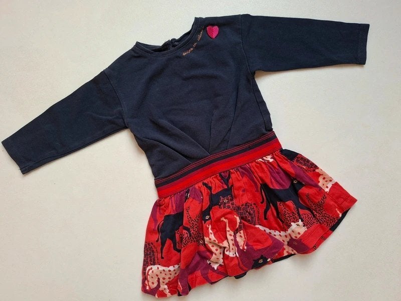 CATIMINI - Magnifique robe avec panthères - T.9 mois/71cm, Enfants & Bébés, Catimini, Robe ou Jupe, Enlèvement ou Envoi, Utilisé