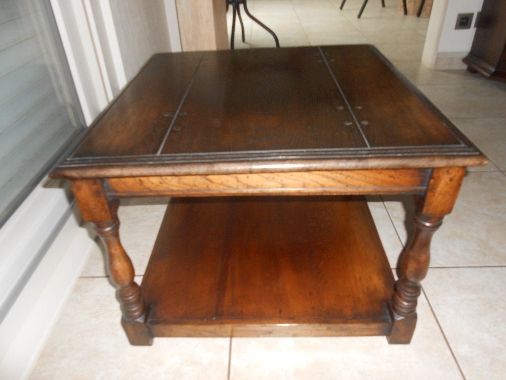 Rustieken bijzettafeltje in massief hout 65x65x45 cm, Huis en Inrichting, Tafels | Bijzettafels, Ophalen, Gebruikt, Vierkant, Hout