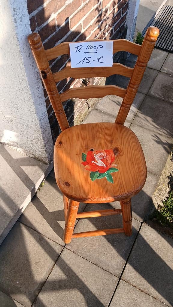 Hoge houten  stoel, Ophalen of Verzenden