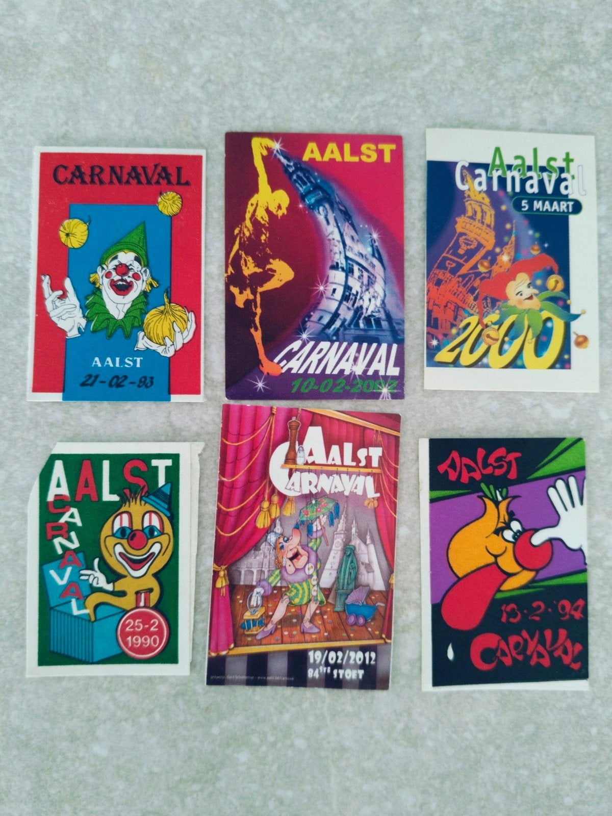 Aalst Carnaval 6 mini affiche stickers, Enlèvement ou Envoi