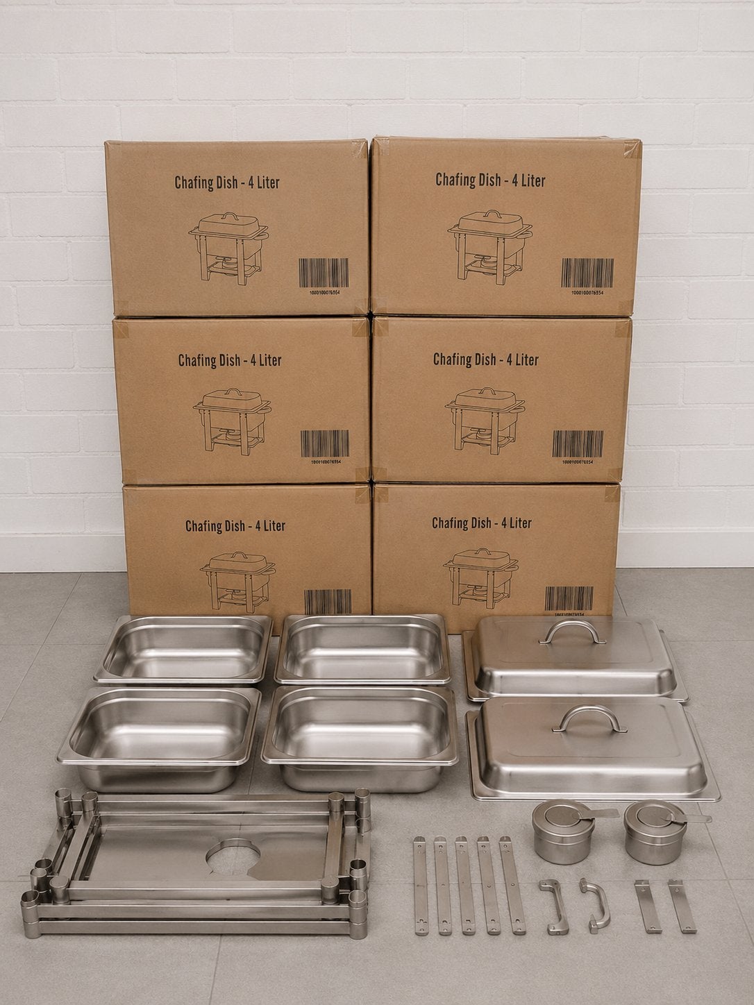 6x Chafing Dish 4 Liter – Compleet RVS – Nieuw in Doos, Huis en Inrichting, Ophalen of Verzenden, Zo goed als nieuw