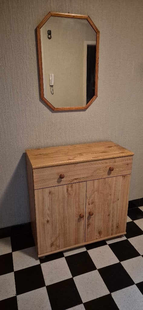 Grenen kast en spiegel., Huis en Inrichting, Ophalen, Zo goed als nieuw
