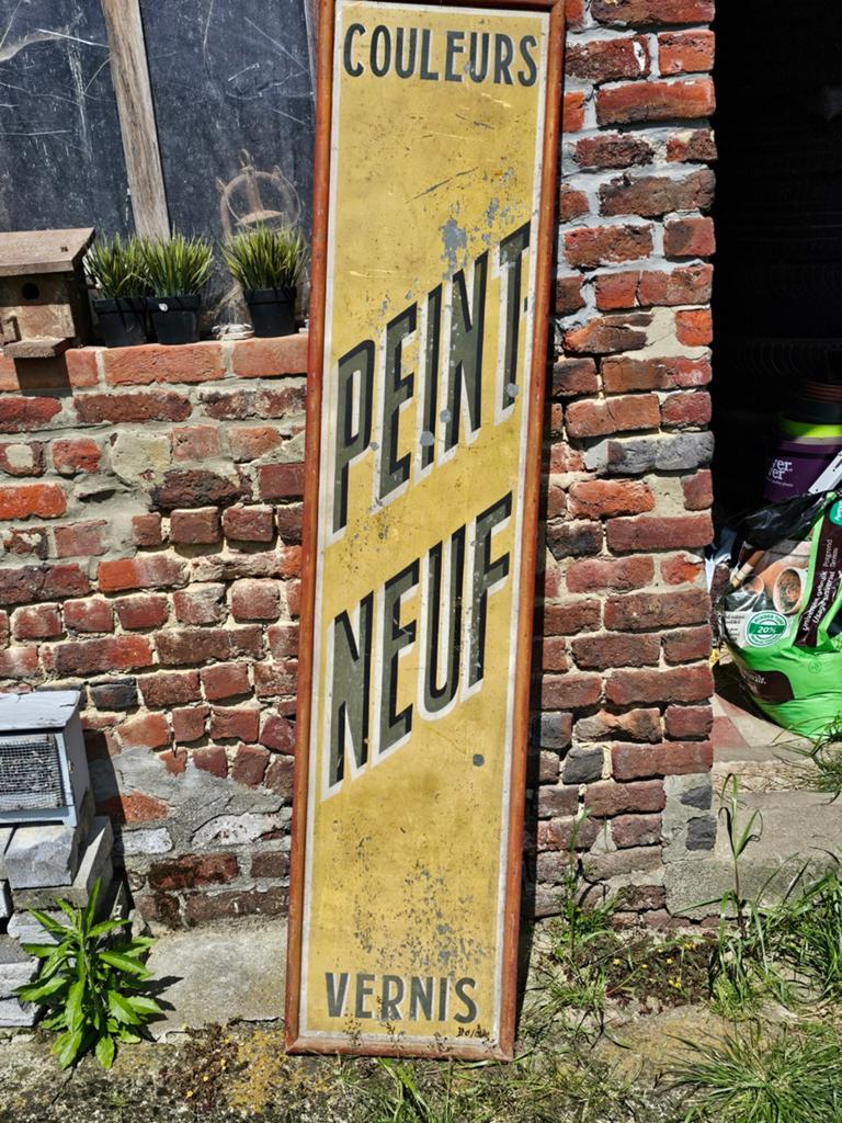 antiek reclamebord met houten frame, oorspronk, Ophalen