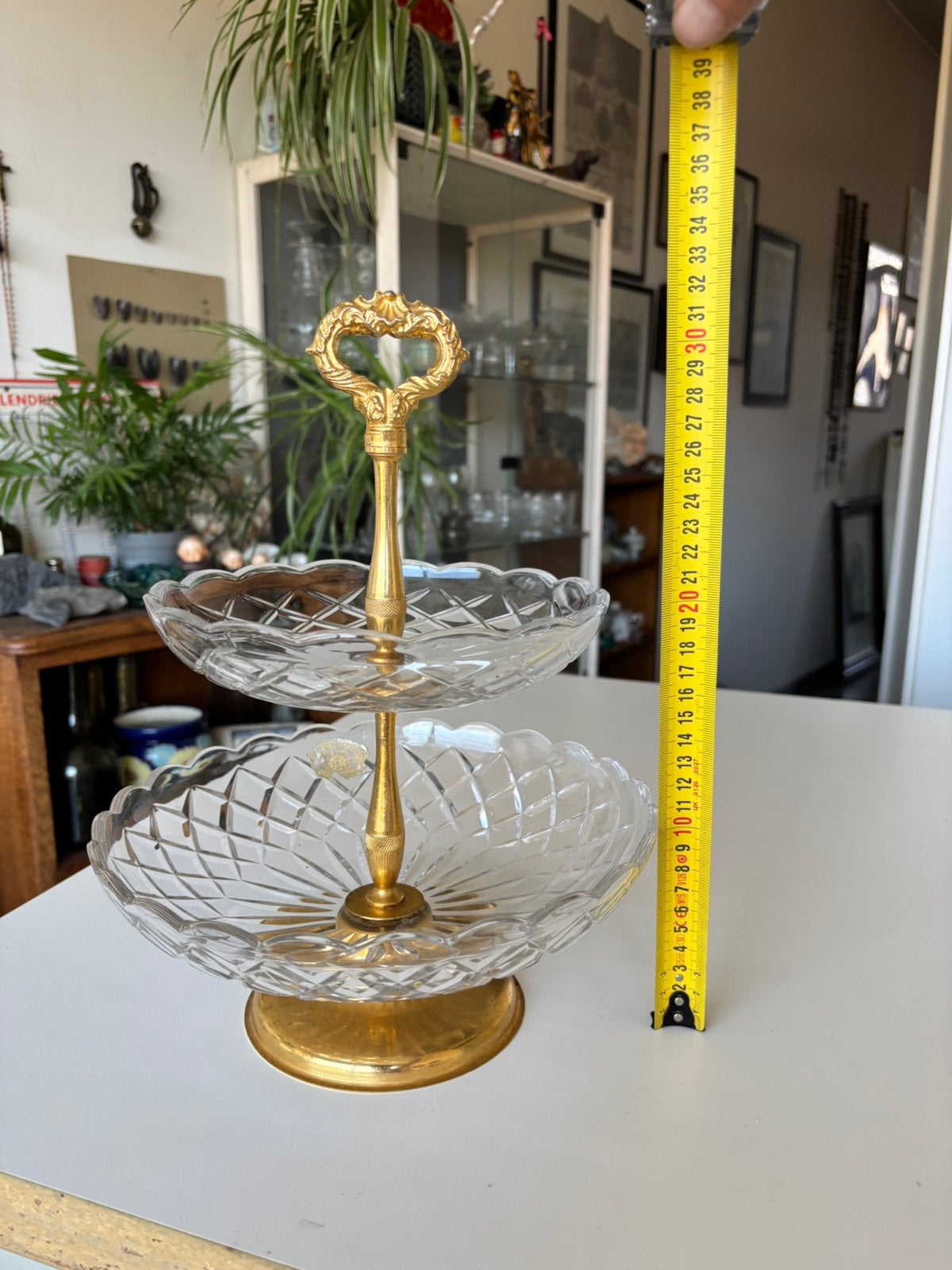 Antieke kristallen etagère Val Saint Lambert gesigneerd., Antiek en Kunst, Antiek | Glaswerk en Kristal, Ophalen