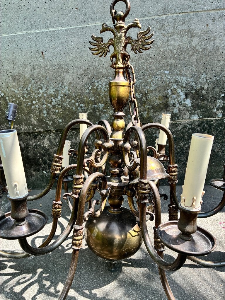Antieke Belgische Baroque kroonluchter, Antiquités & Art, Enlèvement