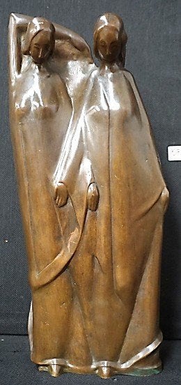 "Knielende vrouwen" - Onbekend, Ophalen, Art deco, Brons, Beeld