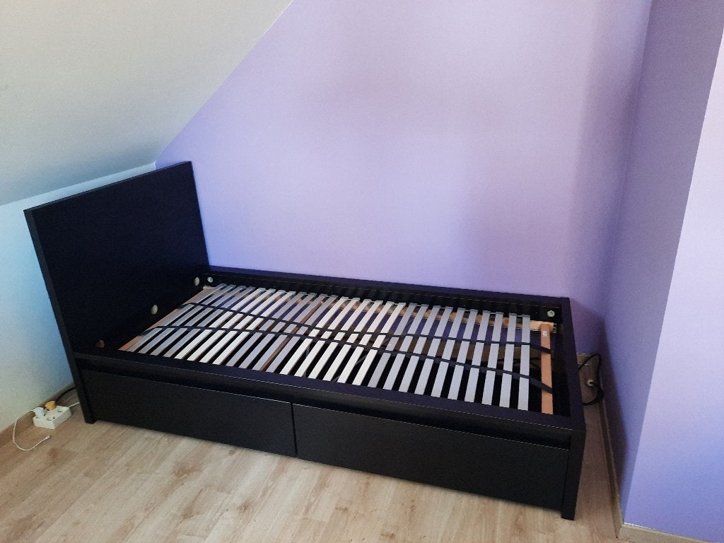 Eenpersoonsbed MALM + lattenbodem en 2 lades (matras gratis), Huis en Inrichting, Ophalen, Gebruikt, 90 cm, Eenpersoons