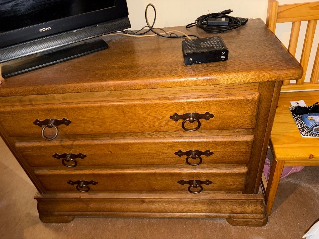 Commode 3 tiroirs en chene, 3 of 4 laden, Ophalen, Zo goed als nieuw, Eikenhout