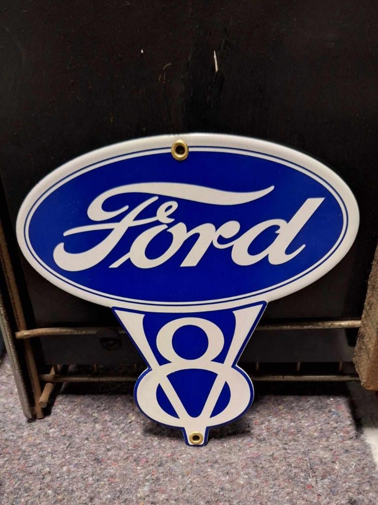 Emaille reclamebord, bordje Ford V8., Verzamelen, Ophalen of Verzenden, Nieuw, Reclamebord