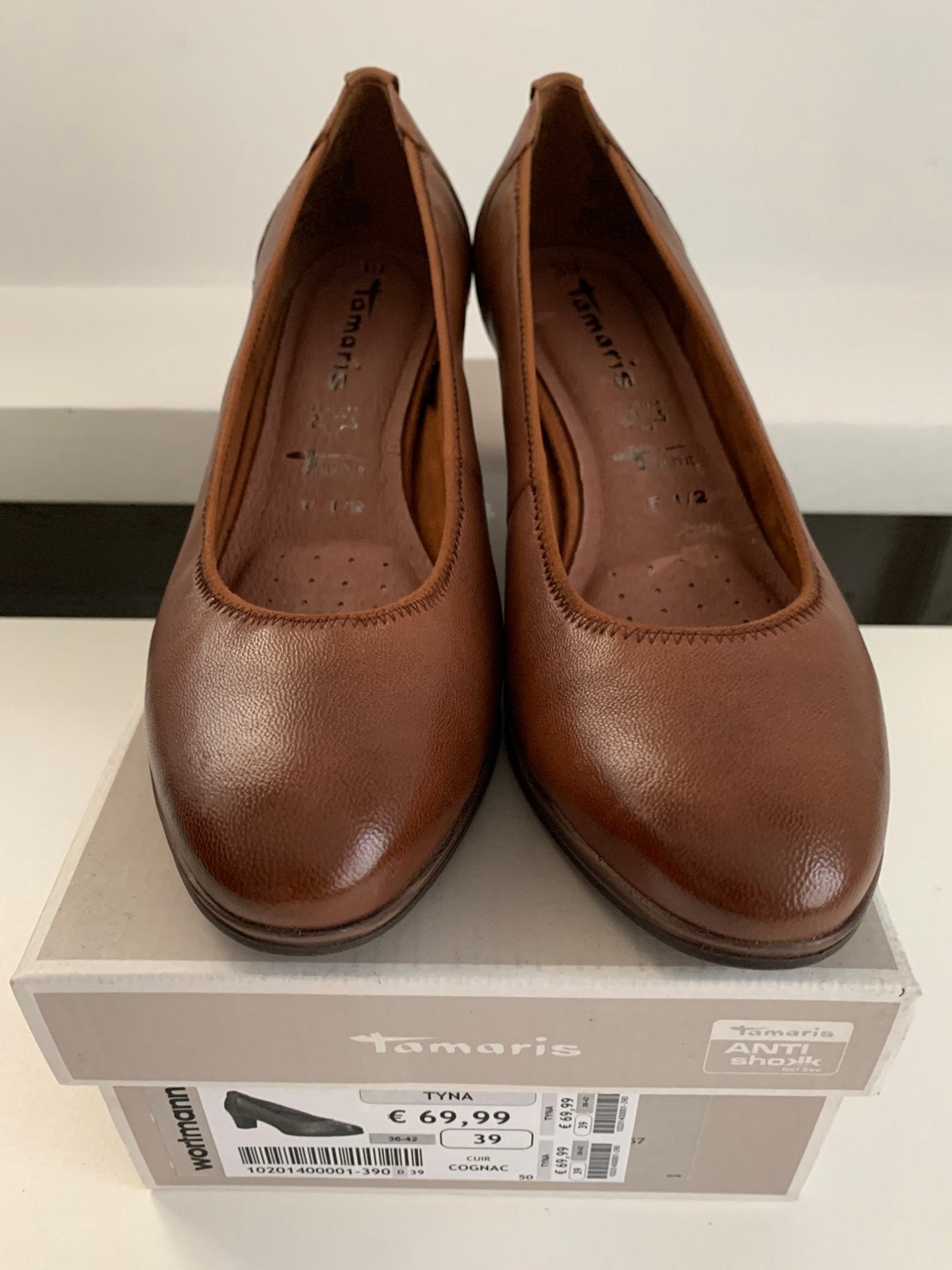 Tamaris - escarpins - cognac - taille 39 - comme neuf, Enlèvement ou Envoi, Comme neuf, Escarpins