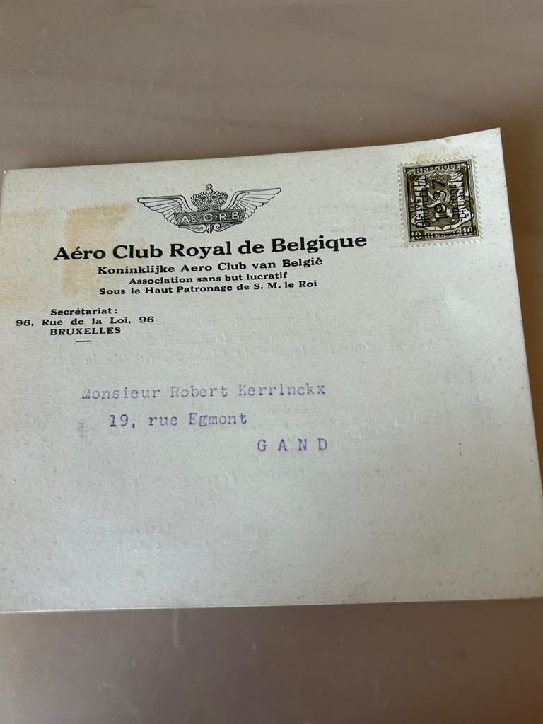 Carte postale Aéroclub royal de Belgique 1938, Enlèvement ou Envoi, Comme neuf