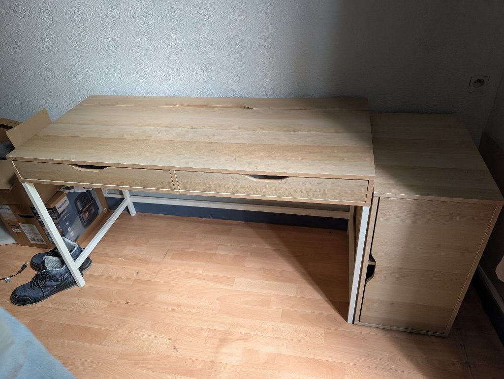 Bureautafel + kastje, Huis en Inrichting, Ophalen, Zo goed als nieuw, 100 cm, Kabelgoot