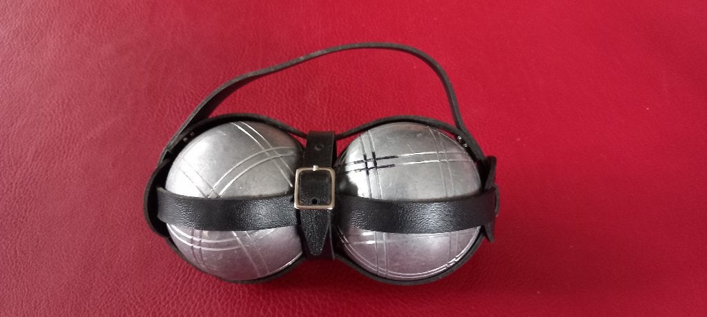 Set petanqueballen met balhouders en 2 haken, Ophalen, Gebruikt, Bal