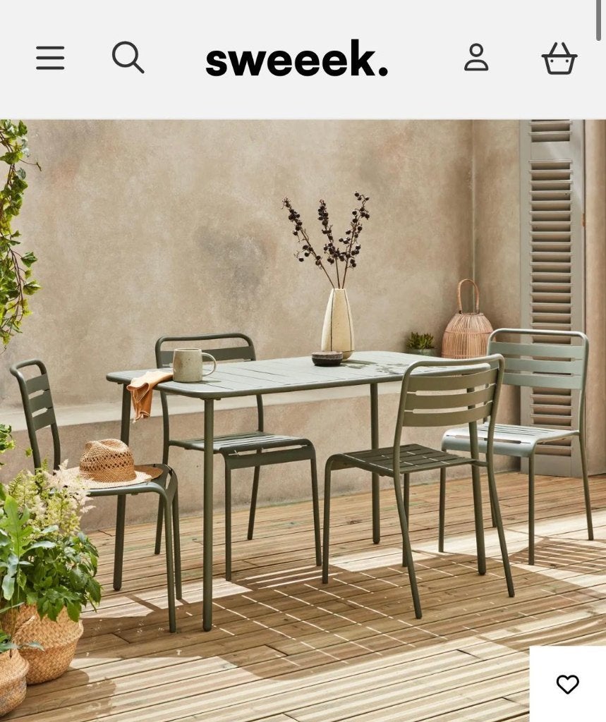 Tuintafelset met stoelen Sweeek, Ophalen, Nieuw, Rechthoekig, Metaal