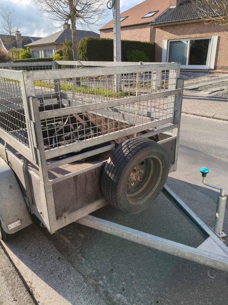 Remork Dubbelasser met Ledverlichting en Loofnetten., Ophalen, Gebruikt
