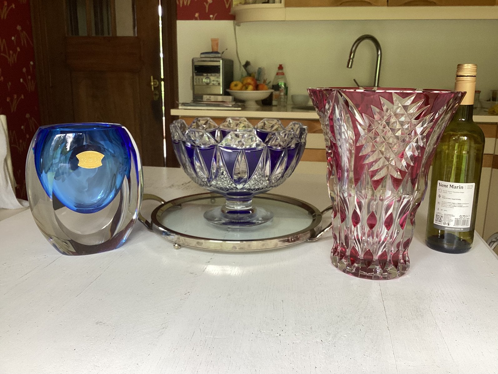 Coupe et vases cristaux V.S.L., Enlèvement