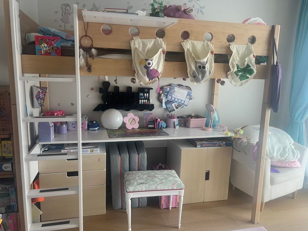 Lit mezzanine avce bureau intégré -Flexa, Kinderen en Baby's, Kinderkamer | Stapelbedden en Hoogslapers, Zo goed als nieuw, Hoogslaper