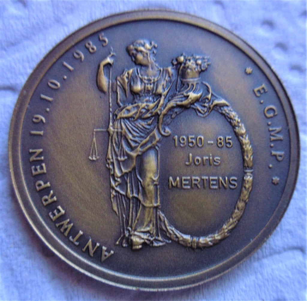 Penning-algemene vergadering E.G.M.P. te Antwerpen in 1985., Postzegels en Munten, Penningen en Medailles, Verzenden, Brons