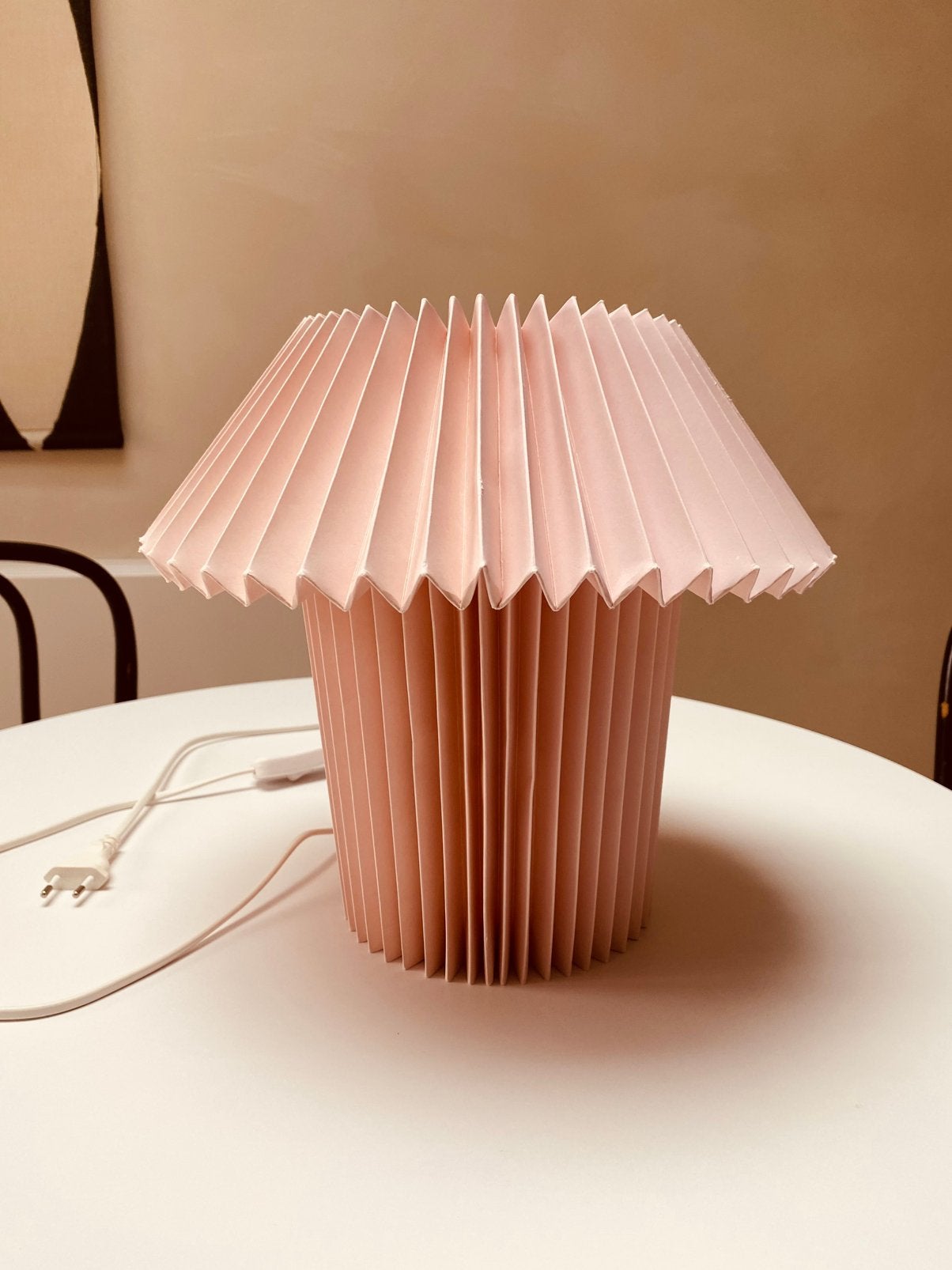 roze papieren nachtlamp, Huis en Inrichting, Ophalen, Gebruikt, 30 cm, Natuurlijk materiaal