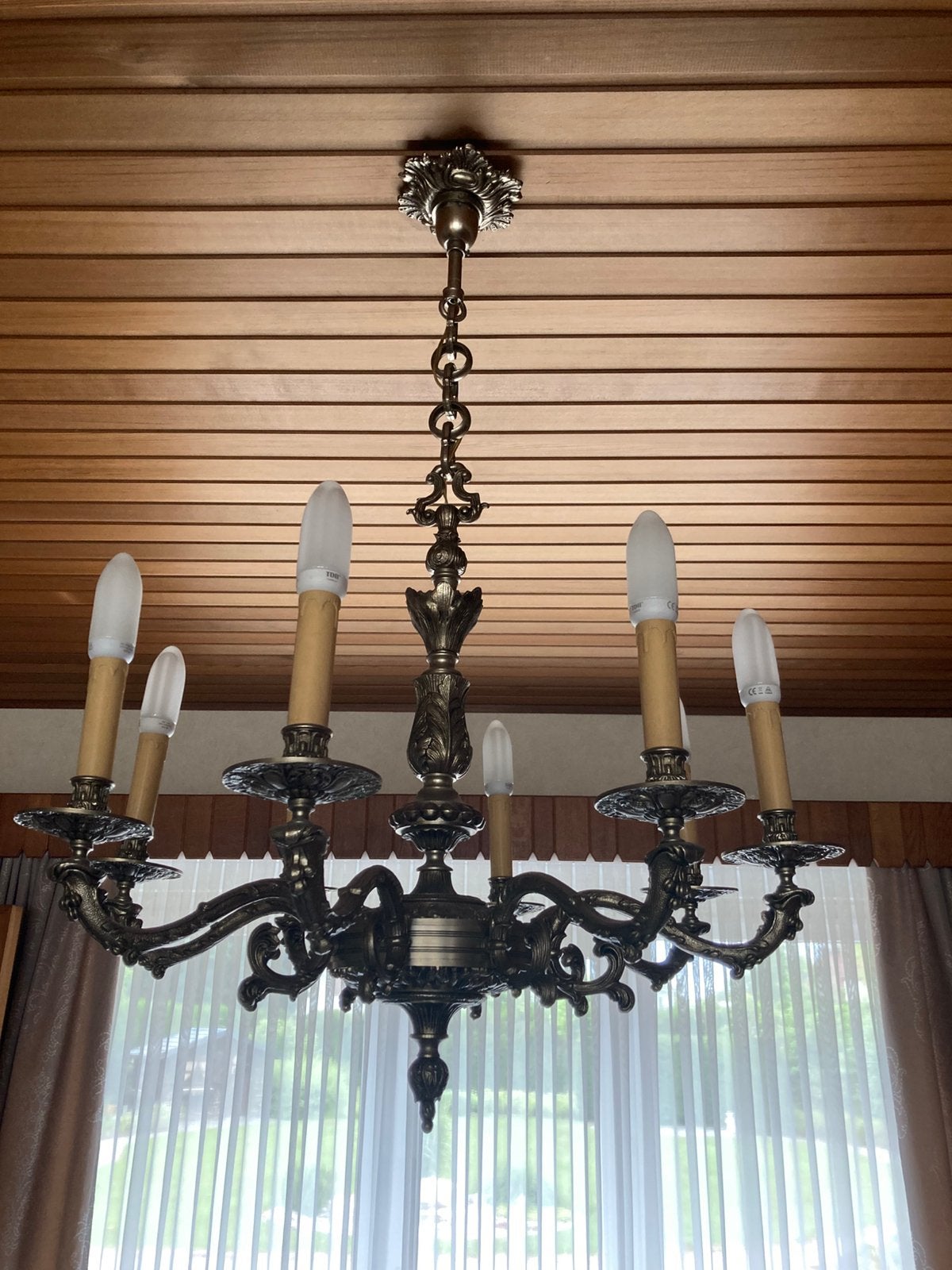 Tinnen luster en kleine luster te koop!, Maison & Meubles, Lampes | Lustres, Enlèvement, Comme neuf