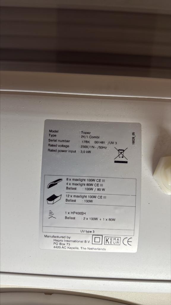 Hapro zonnehemel (NIEUWE lampen!), Ophalen, Gebruikt, Zonnebank dubbelzijdig, 15 lampen of meer
