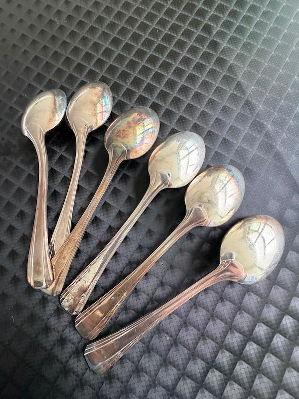 6 verzilverde koffielepels Christofle, Antiek en Kunst, Antiek | Bestek, Ophalen of Verzenden